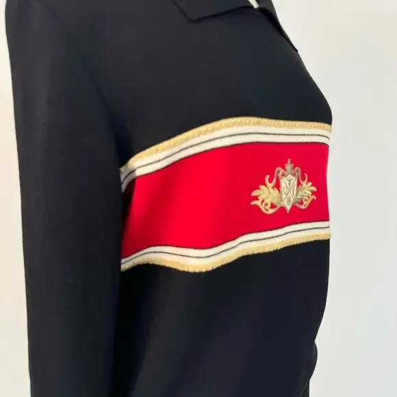 St. John Collection Collared Crest Pullover Sweater Black/Red Santana Knit M - Picture 5 of 14